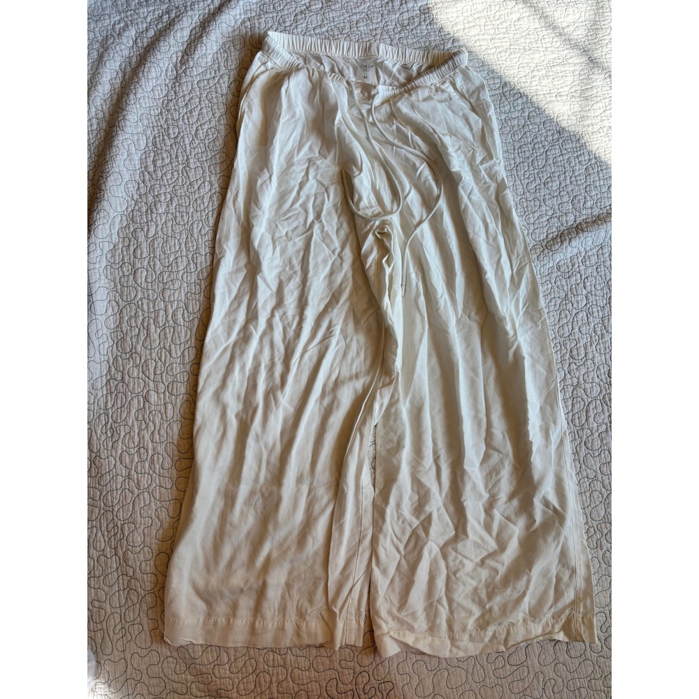CALIA Womens White Rayon Linen Blend Wide Leg Drawstring Pants Size Medium NWOT
